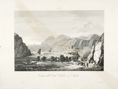 View of the Island of Vulcano, Sicily by L. de Vegni
